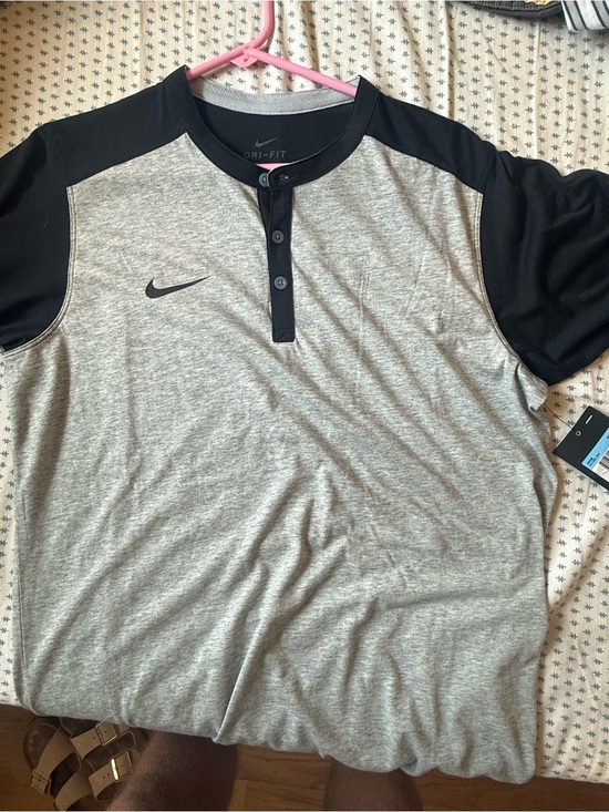 Nike Other - Nike Grey and Black Dri-FIT Henley Performance Shirt